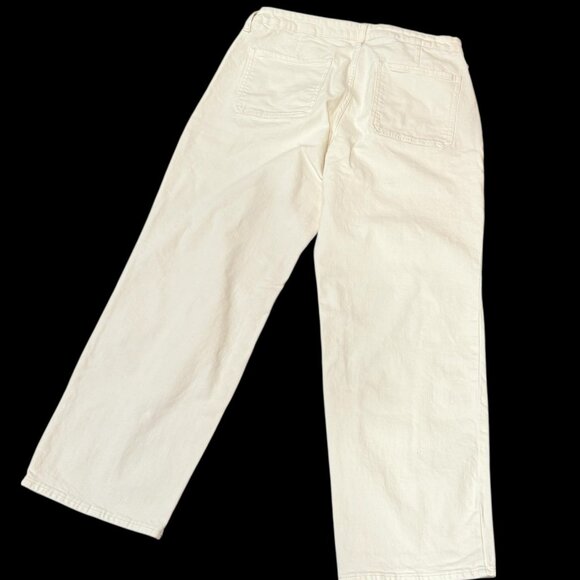 Old Navy Cream High Waisted OG Loose Wide Leg Womens Utility Denim Jeans Size 16 - Picture 6 of 12